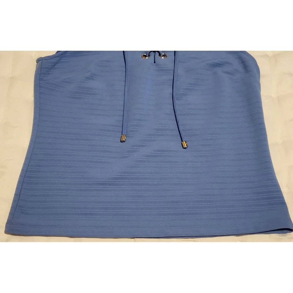 Michael Kors Chive Blue Lace Up Grommet Sleeveless Top Size M MSRP $98